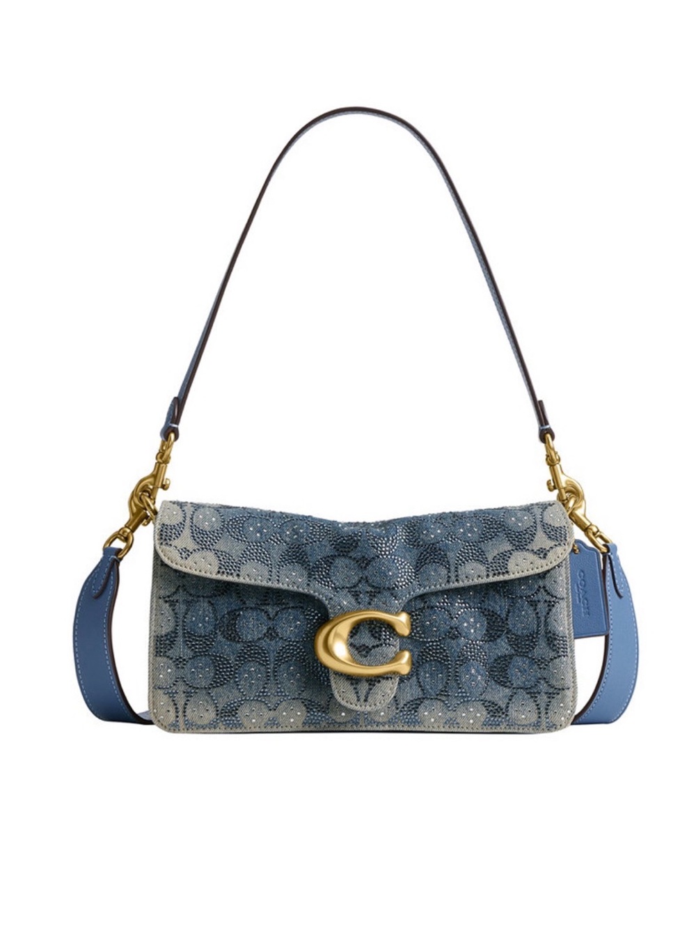 Coach Tabby Medium Crystal Denim Signature Shoulder Handbag 26